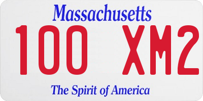 MA license plate 100XM2