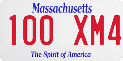 MA license plate 100XM4