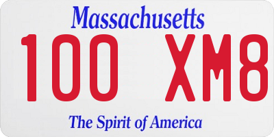 MA license plate 100XM8