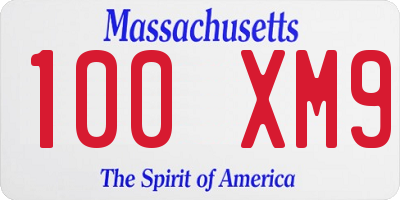 MA license plate 100XM9