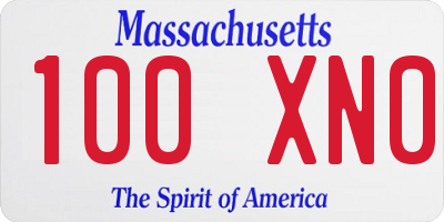 MA license plate 100XN0