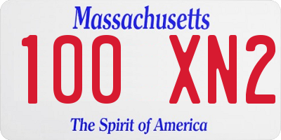 MA license plate 100XN2