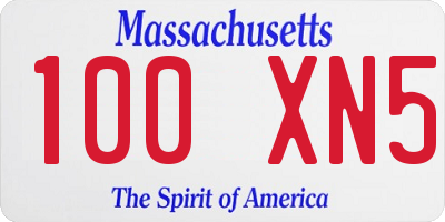 MA license plate 100XN5