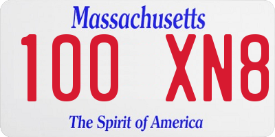 MA license plate 100XN8