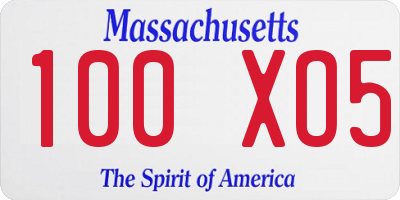 MA license plate 100XO5