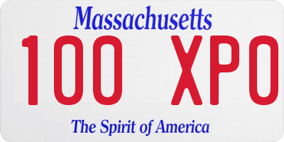 MA license plate 100XP0