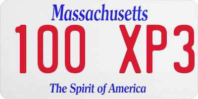 MA license plate 100XP3