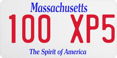 MA license plate 100XP5