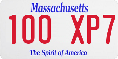 MA license plate 100XP7