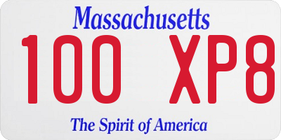 MA license plate 100XP8