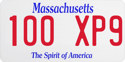 MA license plate 100XP9