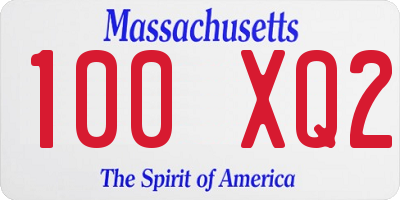 MA license plate 100XQ2