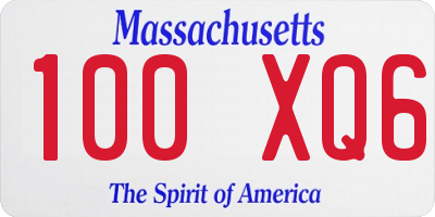 MA license plate 100XQ6