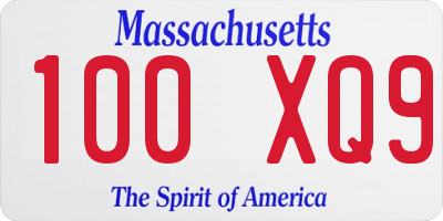 MA license plate 100XQ9