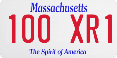 MA license plate 100XR1