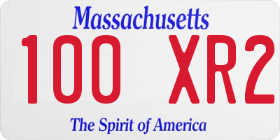 MA license plate 100XR2