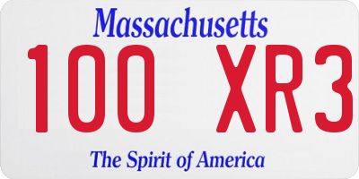 MA license plate 100XR3