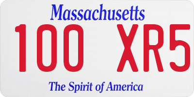 MA license plate 100XR5