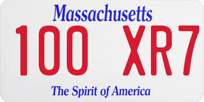 MA license plate 100XR7