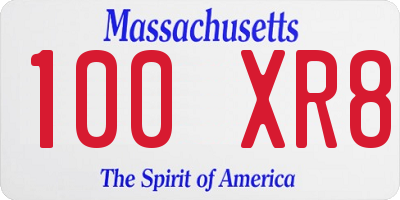 MA license plate 100XR8