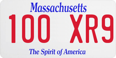 MA license plate 100XR9