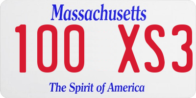 MA license plate 100XS3