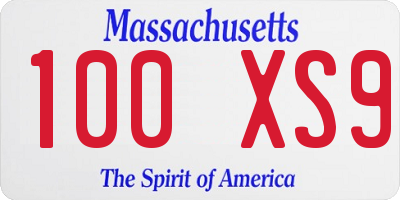 MA license plate 100XS9