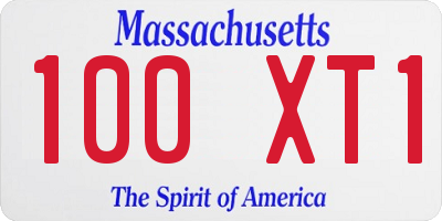 MA license plate 100XT1