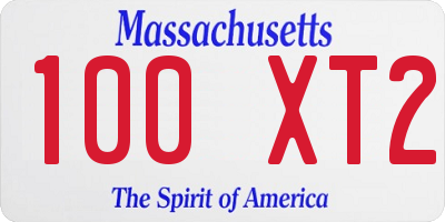 MA license plate 100XT2