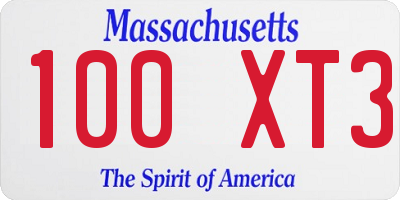 MA license plate 100XT3