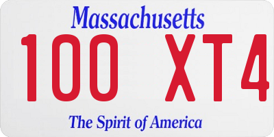 MA license plate 100XT4