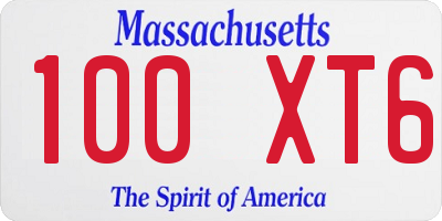MA license plate 100XT6