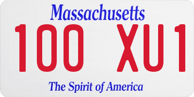 MA license plate 100XU1