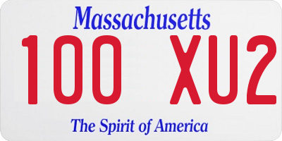 MA license plate 100XU2