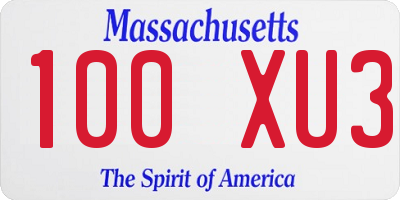 MA license plate 100XU3