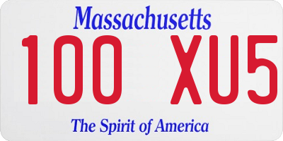 MA license plate 100XU5