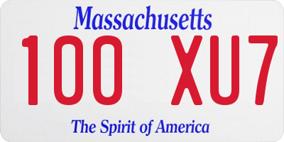 MA license plate 100XU7