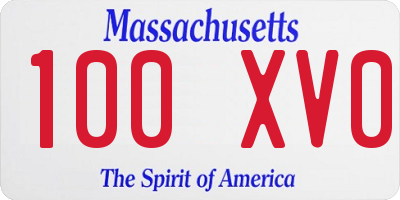 MA license plate 100XV0