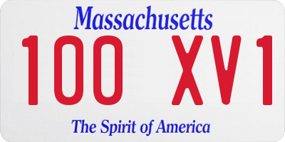 MA license plate 100XV1