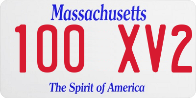 MA license plate 100XV2