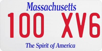 MA license plate 100XV6