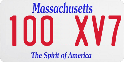 MA license plate 100XV7