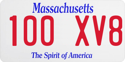 MA license plate 100XV8