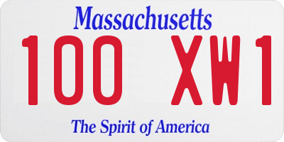 MA license plate 100XW1