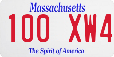 MA license plate 100XW4