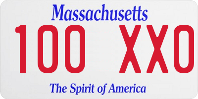 MA license plate 100XX0