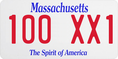 MA license plate 100XX1