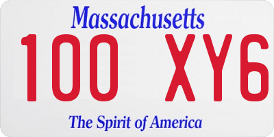 MA license plate 100XY6