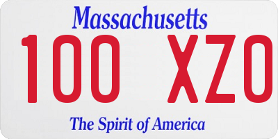 MA license plate 100XZ0