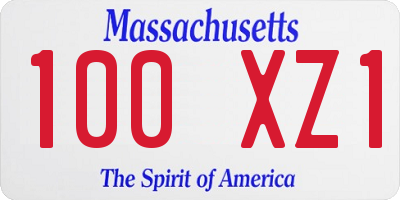 MA license plate 100XZ1